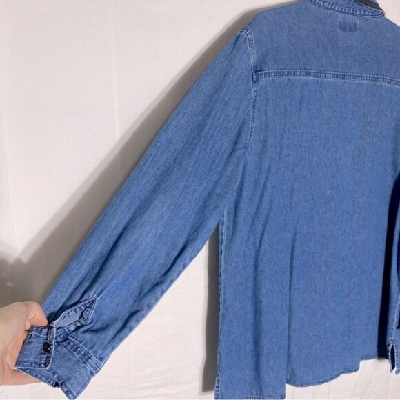 Vintage Bobbie Brooks Med Wash Denim Embroidered Button Up Top XL - Picture 11 of 15